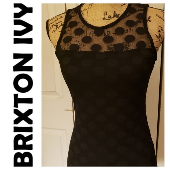 Brixton Ivy, Blk & Mesh Polka Dot Tank Gorgeous, S - Picture 1 of 5